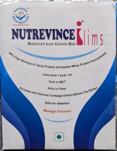 Nutrevince Slims is a Balanced Low Calorie Diet Supplement, helps in reduced in weight loss